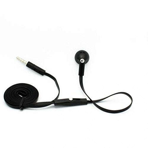 Flat Wired Headset MONO Hands-free Earphone w Mic Single Earbud Headphone [3.5mm] [Black] for Consumer Cellular Motorola Moto E LTE - Consumer Cellular Motorola Moto G4