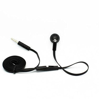 Flat Wired Headset MONO Hands-free Earphone w Mic Single Earbud Headphone [3.5mm] [Black] for Consumer Cellular Motorola Moto E LTE - Consumer Cellular Motorola Moto G4