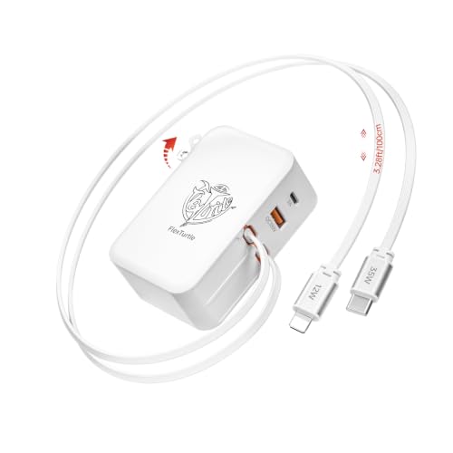 4-in-1 Retractable Wall Charger,35W Ultra-Compact Travel Charger - color: White