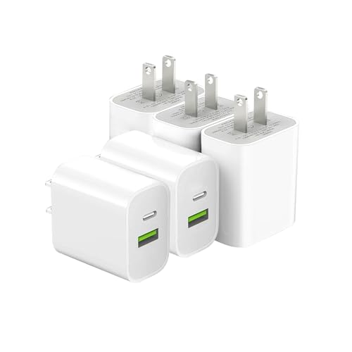 4 Pack USB C Charger Block,20W USB-C & USB-A Port Charger，for i Phone 17/16/15/14/13/12/11/X/8, i Pad and More (5p White) - color: 5p white