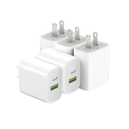 4 Pack USB C Charger Block,20W USB-C & USB-A Port Charger，for i Phone 17/16/15/14/13/12/11/X/8, i Pad and More (5p White) - color: 5p white