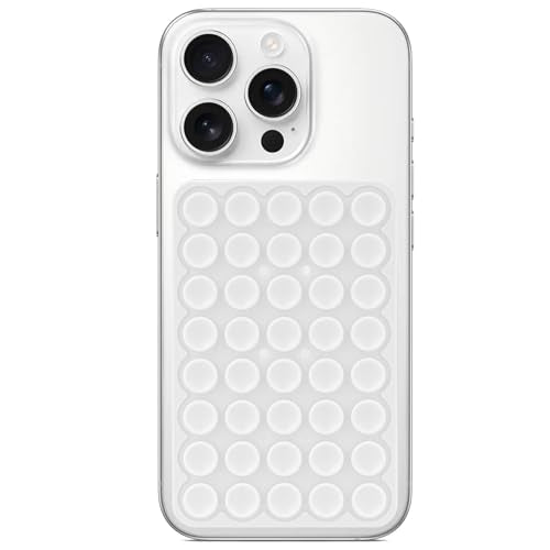 White Double Sided Silicone Suction Phone Grip Mount Cups Removable Durable Phone Stand Kickstand for Teen Girls Trendy Stuff – Hands-Free Phone Holder and Cell Phone Grips Accessories Translucent