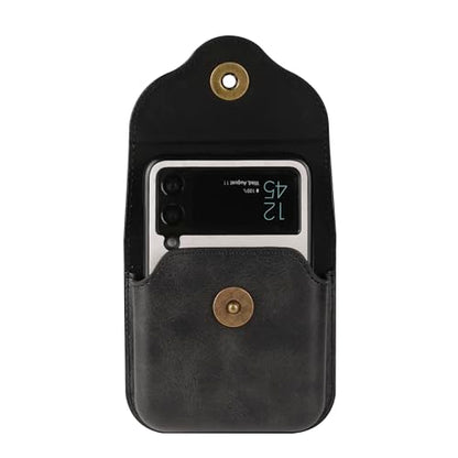 Cellphone Waist Bag with Card Holder Compatible with Samsung Galaxy Z Flip 6/Z Flip 5/Z Flip 4/Z Flip 3/Z Flip 4G 5G, Mens Leather Holster Case with Belt Clip Carrying Case Waist Bag for Cellphone - color: Black