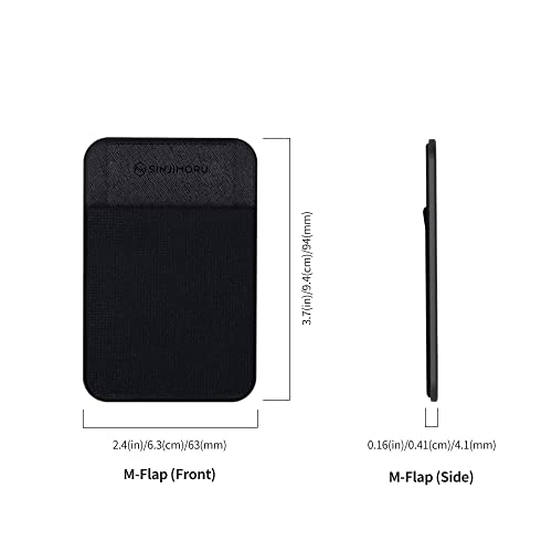 Sinjimoru Privacy Cover Magnetic Card Holder, Magnetic Phone Wallet Stick on as Credit Card Holder for MagSafe Compatible with iPhone 16 15 14 13 12 Series. M-Flap - color: Black