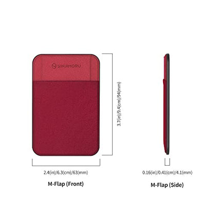 Sinjimoru Privacy Cover Magnetic Card Holder, Magnetic Phone Wallet Stick on as Credit Card Holder for MagSafe Compatible with iPhone 16 15 14 13 12 Series. M-Flap - color: Red