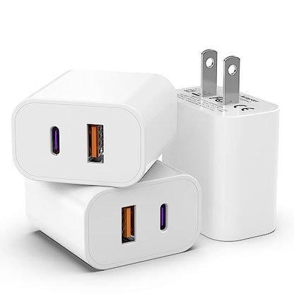 3 Pack i Phone 17 16 15 14 USB C Charger Block 20W Dual Port QC + PD 3.0 - size: 3 Pack
