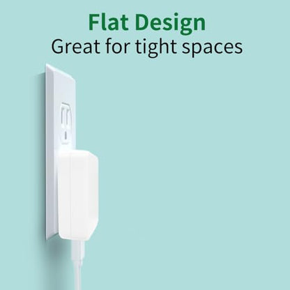 5V 2.1A 2A 1A Flat USB Wall Charger, Retractable USB Power Adapter Charging Block 10W 10.5W 5W AC Power Adapter Compatible with iPhone, iPad, Samsung, Tablet, Kindle-White-1PCS (10.5W-5V 2.1A)