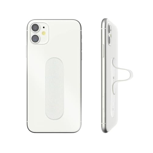 Momostick Flatstick, Cell Phone Finger Grip Strap Holder for Hand, Cell Phone Stand, New Slim Finger Loop Selfie Grip Compatible with Most Smartphones - Glitter White - color: Glitter White