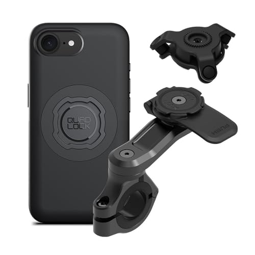Quad Lock Motorcycle Handlebar Mount PRO Kit with Vibration Dampener and MAG Phone Case for iPhone 17e/16e - size: iPhone 17e/16e