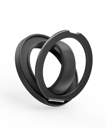Magnetic Phone Grip, 360° Rotation & 180° Flip Universal Phone Ring Stand, Silicone Phone Ring Holder for Back of Phone for iPhone 17/16/15/14/13/12 Pro Max/Plus, Black - color: Black