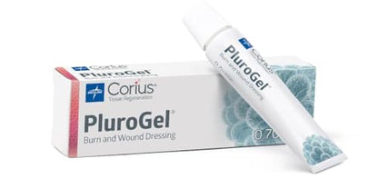 PluroGel Burn and Wound Dressing Gel, Moisture-Retaining, Non-Cytotoxic, Water-Soluble, Biocompatible Gel for Burns, Cuts, Ulcers, and Wound Care Protection, 0.7 oz. Tube