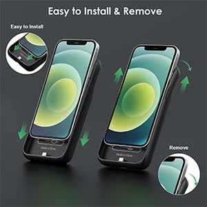 Feob Battery Case for iPhone 12/12 Pro, Upgraded 10800mAh Ultra-Slim Rechargeable Protective Extended Battery Charger Case - Black