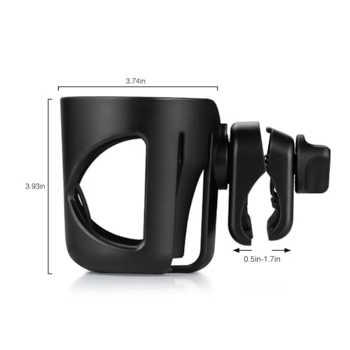 Accmor Stroller Cup Holder, Cup Holder for Walker Bike Wheelchair - color: All Black & All Black