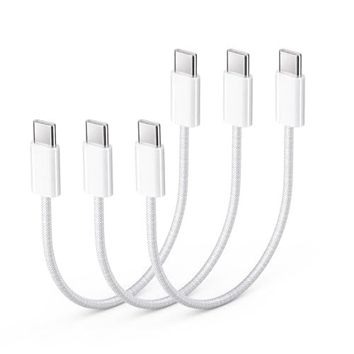 6 inch Short USBC to USB C Cable 3-Pack, Braided 60W Fast Charging Cord - size: 0.5 Feet