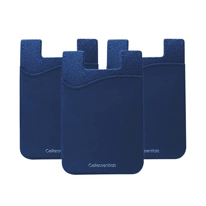 USA Merchant Redesigned Card Holder - Silicone Stick on Cell Phone Wallet with Pocket for Credit Card ID Business Card - iPhone Android & Smartphones (Navy) - color: Navy