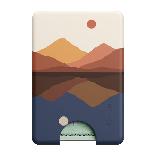 Casely MagWallet | Opposites Attract | Day & Night Colorblock Mountains | Slim Wallet Card Holder | Compatible with MagSafe | Soft-Touch Hard Silicone | Holds Up to 3 Cards - color: Opposites Attract | Day & Night Mountains