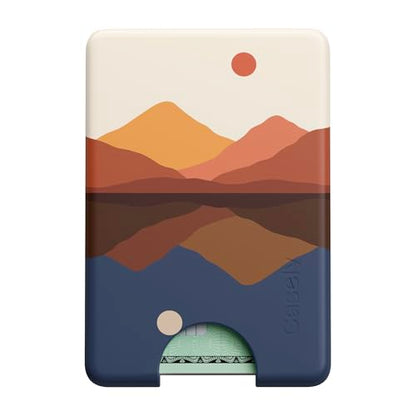 Casely MagWallet | Opposites Attract | Day & Night Colorblock Mountains | Slim Wallet Card Holder | Compatible with MagSafe | Soft-Touch Hard Silicone | Holds Up to 3 Cards - color: Opposites Attract | Day & Night Mountains