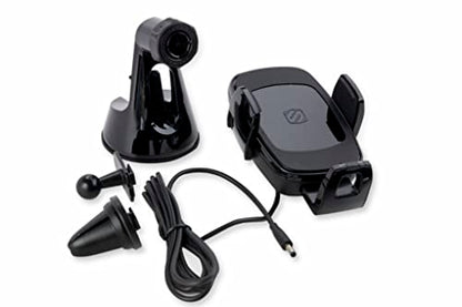 Scosche UQ3WDV-SP Windshield/Dashboard/Vent Qi-Certified 15W Wireless Charging Universal Cell Phone Car Mount, Adjustable Hands-Free Cell Phone Holder with Stick Grip, Black - style: Windshield / Dash / Vent