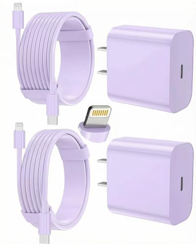 iPhone Charger Fast Charging, USB C Charger Block, 6FT/10FT Lightning Cable - color: purple