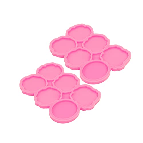 2PC 1.7in Phone Grip Resin Irregular Circle Molds on Top Phone Socket Silicone Mold for Epoxy Casting DIY Crafts Making(YMDY1627+DY1627) - color: YMDY1627+DY1627