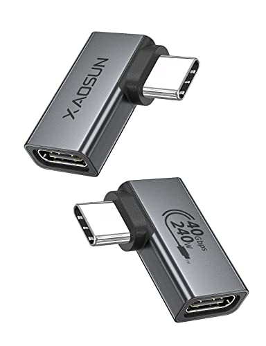 XAOSUN 40Gbps 90 Degree USB C Adapter, Right Angle USB4.0 Converter 2-Pack - color: Right Angle
