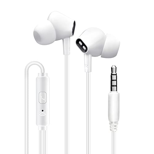 Aylaa Wired Earbuds Headphones for School with Microphone Noise Isolating Stereo Bass in-Ear Earphones – for Smartphones, Tablets, Schools, Ipads, Multiuse - 3.5mm Plug in Audio Jack - White - color: White