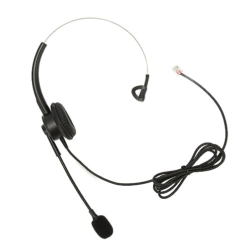 Telephone Headset Single Ear, Professional Noise Canceling Adjustable Wired Phone Headset for Call Center Customer Service, Noise Canceling Business Single Ear