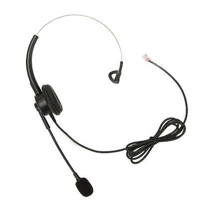 SUNGOOYUE Telephone Headset, Single Ear Wired Headphone with Noise Canceling Microphone and Adjustable Headband for Call Center Customer Service Office PC