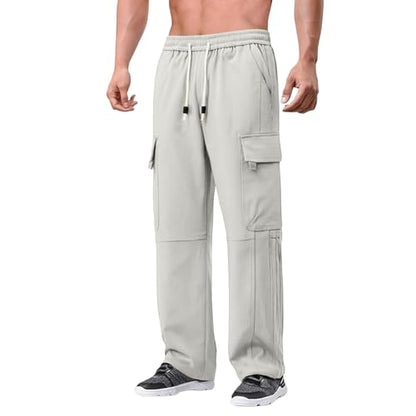 Men Cargo Pants Ripstop Durable Tactical Quick Dry Deep Pockets Construction BDU Golf Tactical Pants for Men - color: A White, size: X-Large