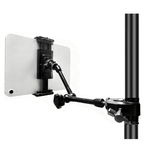 Universal 360° Adjustable Tablet Holder Mount for Treadmill, Exercise Bike, Stroller, Wheelchair, Golf Cart, Poles with Swivel Ball Heads & Secure Clamp for 4.7" to 12.9" Tablets & Phone