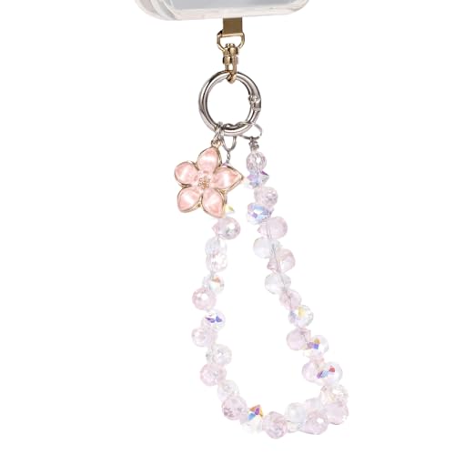 Long Pond Designer Cell Phone Wrist Strap, Anti-Lost Lanyard Wristlet Charm for iPhone 17 Pro Max&Most Cellphones, Detachable Bracelet - style: Crystal Pink