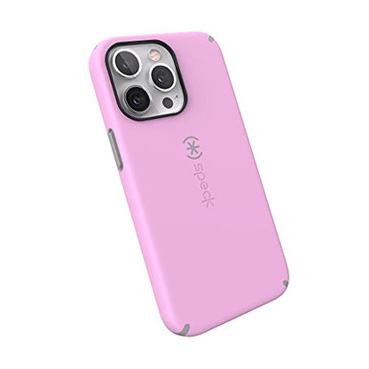 Speck iPhone 13 Pro Case - Drop Protection & Scratch Resistant, Compatible with MagSafe Case for iPhone13 Pro - Slim Design with Soft Touch Coating - Aurora Purple, Cathedral Grey CandyShell Pro - color: Aurora Purple/Cathedral Grey