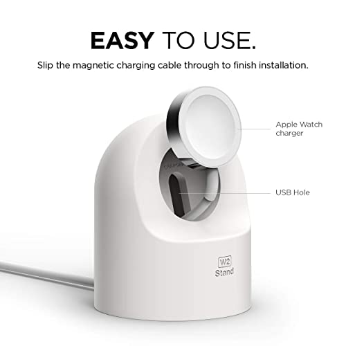 elago W2 Charger Stand Compatible with Apple Watch Series Ultra3/Ultra2/Ultra/11/10/9/8/7/6/5/4/3/2/1/SE3/SE2/SE1 (49mm, 46mm, 45mm, 44mm, 42mm, 41mm, 40mm, 38mm) - color: White