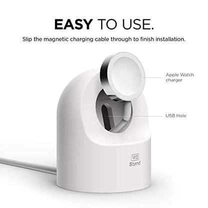 elago W2 Charger Stand Compatible with Apple Watch Series Ultra3/Ultra2/Ultra/11/10/9/8/7/6/5/4/3/2/1/SE3/SE2/SE1 (49mm, 46mm, 45mm, 44mm, 42mm, 41mm, 40mm, 38mm) - color: White