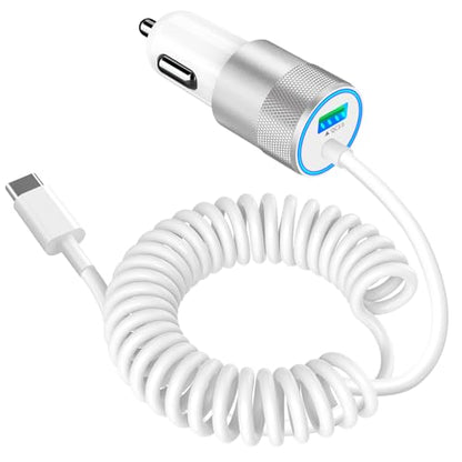 Apple MFi Certified iPhone Car Charger Fast Charging, 75W USB-C Car Charger - color: Porcelain White