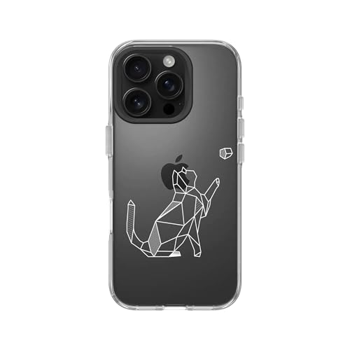 RhinoShield Clear Phone Case for iPhone 16 Pro | Anti-Yellowing, Transparent, High Clarity, Shockproof, Military Grade Drop Protection - color: Geometric Cat, size: iPhone 16 Pro