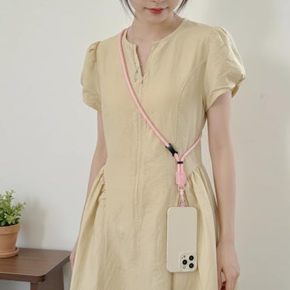 Phone Leather Lanyard with Tabs,Adjustable Anti Theft Phone Crossbody Strap for iPhone and Smartphone,Purse - color: Pink
