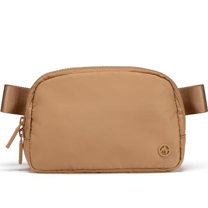 Pander Nylon Fanny Pack for Women, Two-Way Zipper Crossbody Bag - color: Caramel Brown