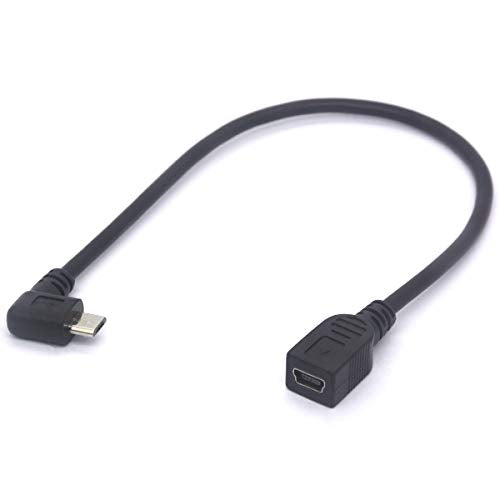 Right Angle Micro USB to Mini USB Female Cable Extender