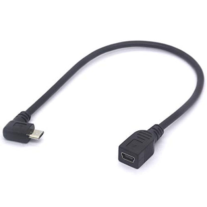 Right Angle Micro USB to Mini USB Female Cable Extender
