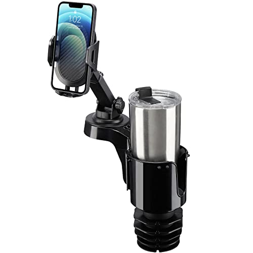 JOYTUTUS Cup Holder Phone Mount for Car, Car Cellphone Large Adapter Long Arm with 360 Degree Rotation, Compatible with iPhone, Samsung & All Smartphones,Black,1 Pack - color: black
