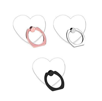 Transparent Heart Cell Phone Ring Holder Kickstand,360 Rotation Clear Heart Cell Phone Finger Ring Grip Stand for Phones,Pad