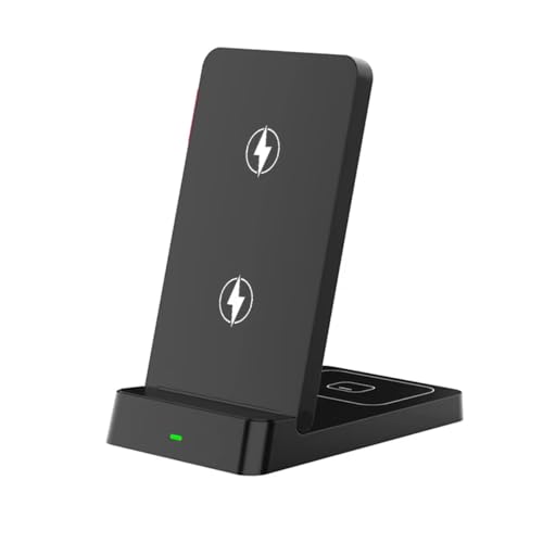 2 in 1 Dual Coil Magnetic Wireless Charger Stand Foldable Desktop Fast Charging Station for iPhone 17 16 15 14 13 12 for Airpods (Black)