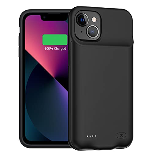 Battery Case for iPhone 13, Enhanced 7000mAh Ultra Thin Portable Protective Smart Charging Case Support Carplay Compatible with iPhone 13 (6.1 inch) Rechargeable Extended Battery Charger Case (Black) - size: iPhone 13-7000mAh