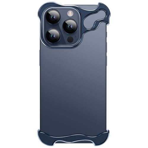 Frameless Phone Case Crafted for iPhone 13 Pro Max Blue | Compatible with Lens Camera Protection, Metal Minimalist Design, Extremely Highlighting Personality - color: Aluminum Blue, size: iPhone 13 Pro Max