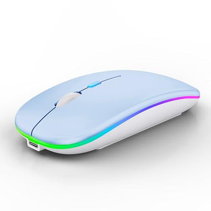 WREANU Wireless Bluetooth Mouse, Rechargeable Laptop Mice, Blue - color: Blue