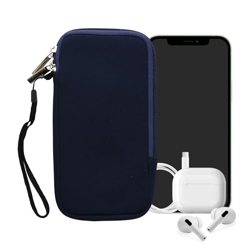 kwmobile Universal Phone Pouch Size XXL - 7" - Neoprene Smartphone Pouch with Zip - Water-Repellent Mobile Phone Case - Sleeve in Dark Blue - color: dark blue, size: XXL - 7"