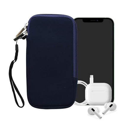 kwmobile Universal Phone Pouch Size XXL - 7" - Neoprene Smartphone Pouch with Zip - Water-Repellent Mobile Phone Case - Sleeve in Dark Blue - color: dark blue, size: XXL - 7"