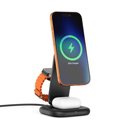 Satechi 3-in-1 Qi2 Foldable Stand, Wireless Charging Station, Space Black