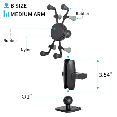 Strg Phone Mount with 2 Holes Drill-Down Diamond Base and Aluminum Arm - size: Aluminum Alloy Diamond Base